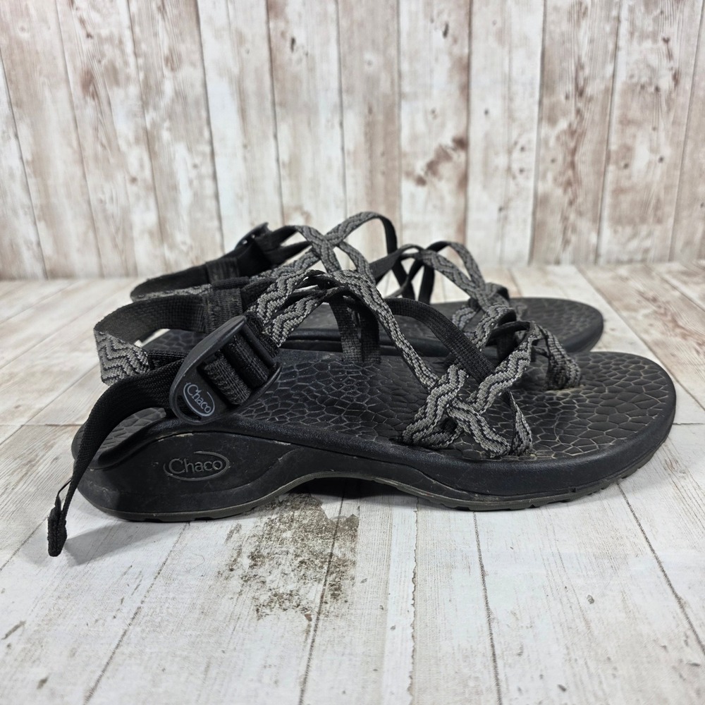 Chaco ZX2 Cloud Womens 9 Black Gray Double Strap Toe Loop Hiking Sandals J105182